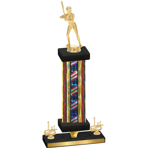 Premium Single Flag USA First Place Softball Trophy