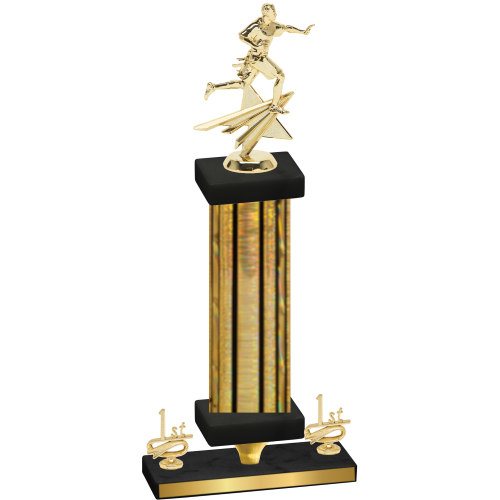 Premium Single Gold Glacier First Place Flag Football Trophy