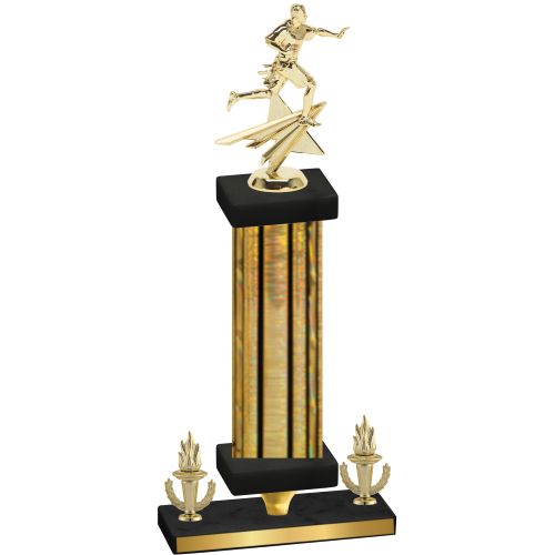 Premium Single Gold Glacier Victory Flag Football Trophy