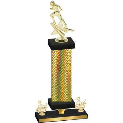 Premium Single Gold Carbon Fiber Third Place Football Trophy