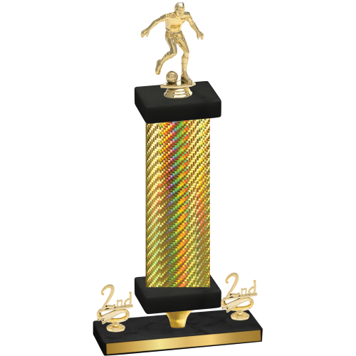 Premium Single Gold Carbon Fiber Second Place Soccer Trophy