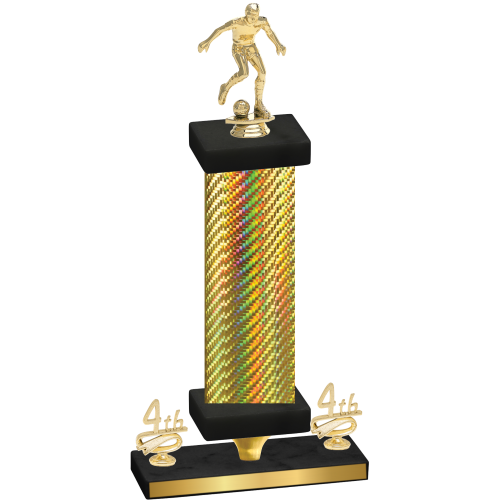 Premium Single Gold Carbon Fiber Fourth Place Soccer Trophy