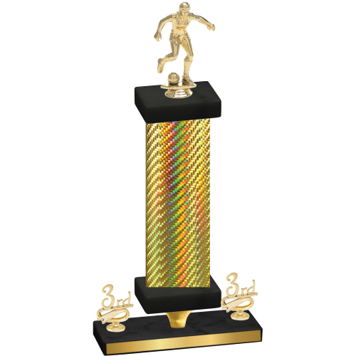 Premium Single Gold Carbon Fiber Third Place Soccer Trophy