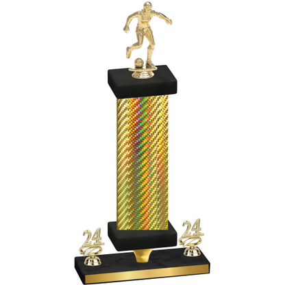 Premium Single Gold Carbon Fiber Year Soccer Trophy