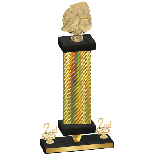 Premium Single Gold Carbon Fiber Second Place Soccer Trophy