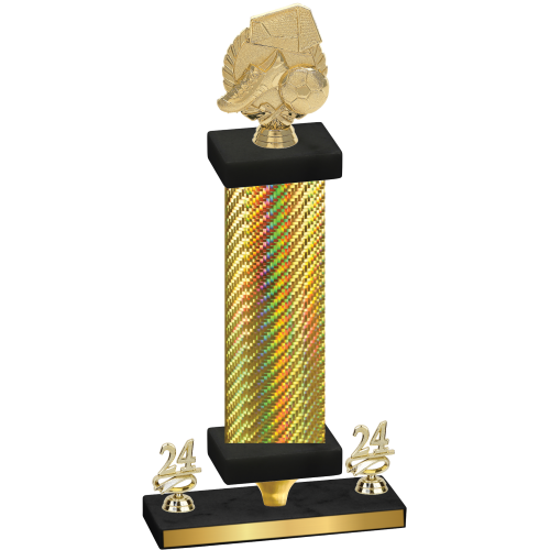 Premium Single Gold Carbon Fiber Year Soccer Trophy