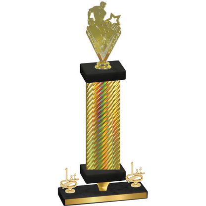 Premium Single Gold Carbon Fiber First Place Rugby Trophy