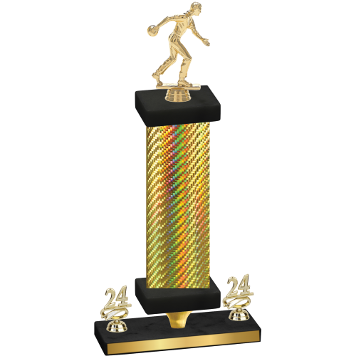 Premium Single Gold Carbon Fiber Year Bowling Trophy
