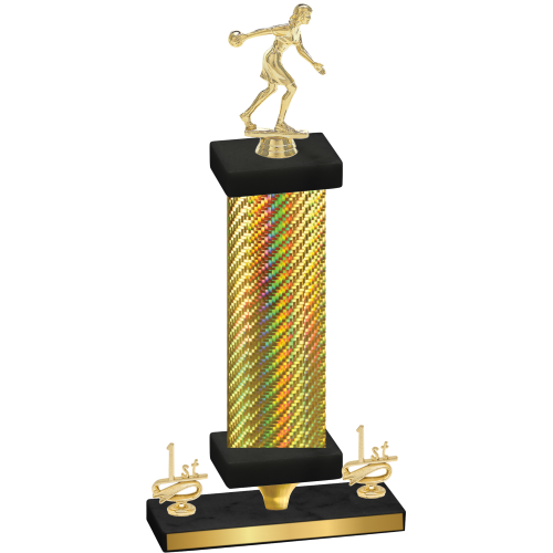 Premium Single Gold Carbon Fiber First Place Bowling Trophy