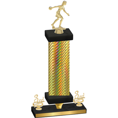 Premium Single Gold Carbon Fiber Third Place Bowling Trophy