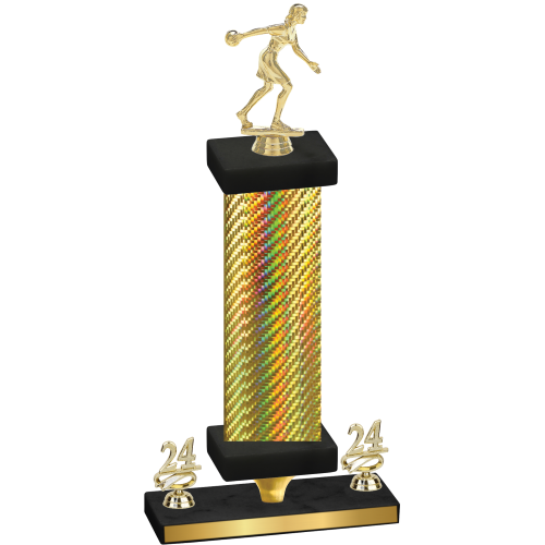 Premium Single Gold Carbon Fiber Year Bowling Trophy