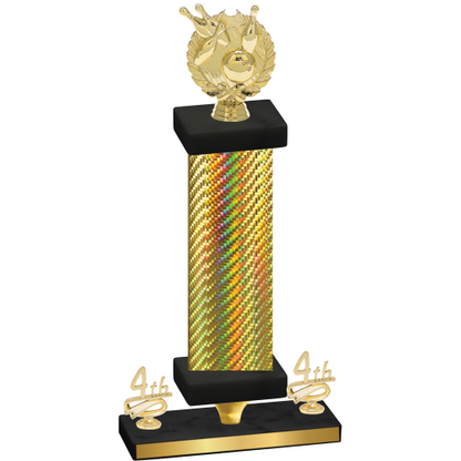 Premium Single Gold Carbon Fiber Fourth Place Bowling Trophy