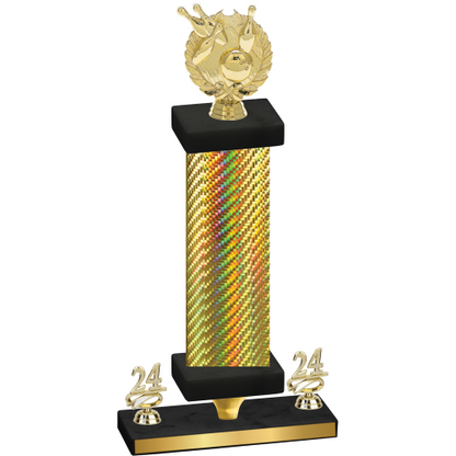 Premium Single Gold Carbon Fiber Year Bowling Trophy