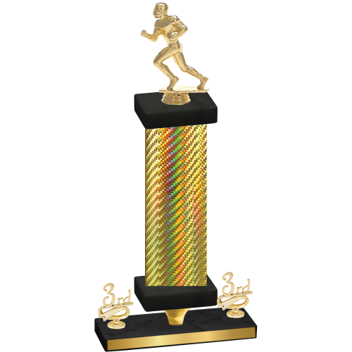 Premium Single Gold Carbon Fiber Third Place Football Trophy