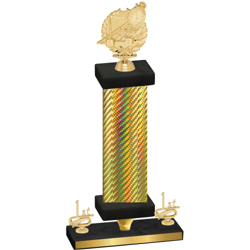 Premium Single Gold Carbon Fiber First Place Swimming Trophy