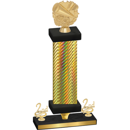 Premium Single Gold Carbon Fiber Second Place Cheerleading Trophy