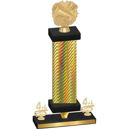 Premium Single Gold Carbon Fiber Fourth Place Cheerleading Trophy