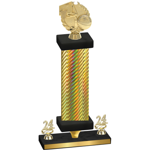 Premium Single Gold Carbon Fiber Year Basketball Trophy