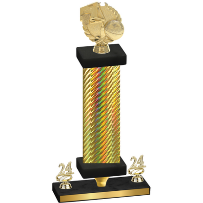 Premium Single Gold Carbon Fiber Year Basketball Trophy