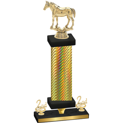 Premium Single Gold Carbon Fiber Second Place Horses Trophy