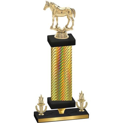 Premium Single Gold Carbon Fiber Victory Horses Trophy