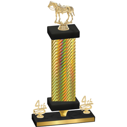 Premium Single Gold Carbon Fiber Fourth Place Horses Trophy