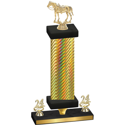 Premium Single Gold Carbon Fiber Year Horses Trophy