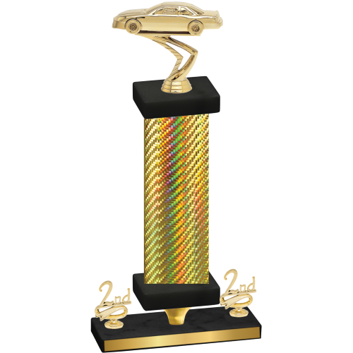 Premium Single Gold Carbon Fiber Second Place Cars Trophy