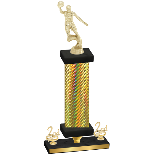 Premium Single Gold Carbon Fiber Second Place Basketball Trophy