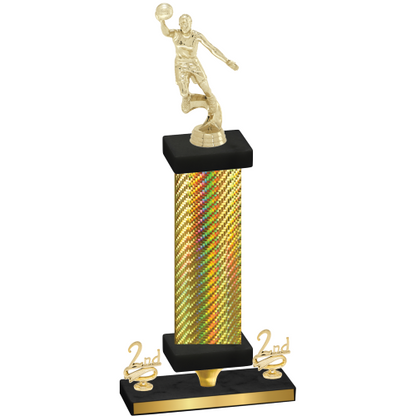 Premium Single Gold Carbon Fiber Second Place Basketball Trophy