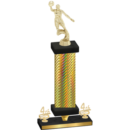 Premium Single Gold Carbon Fiber Fourth Place Basketball Trophy