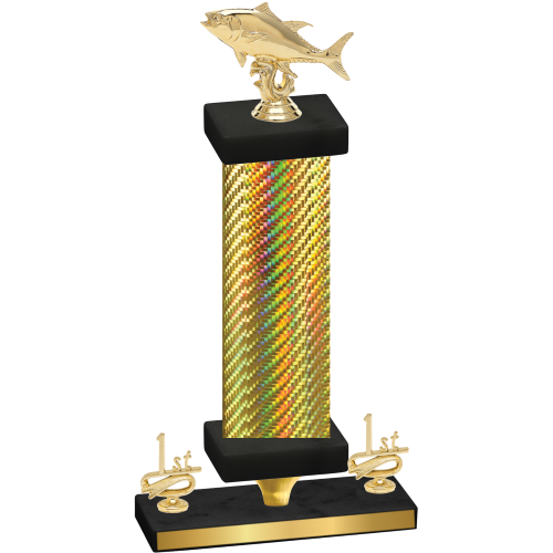 Premium Single Gold Carbon Fiber First Place Fishing Trophy