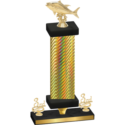 Premium Single Gold Carbon Fiber Third Place Fishing Trophy