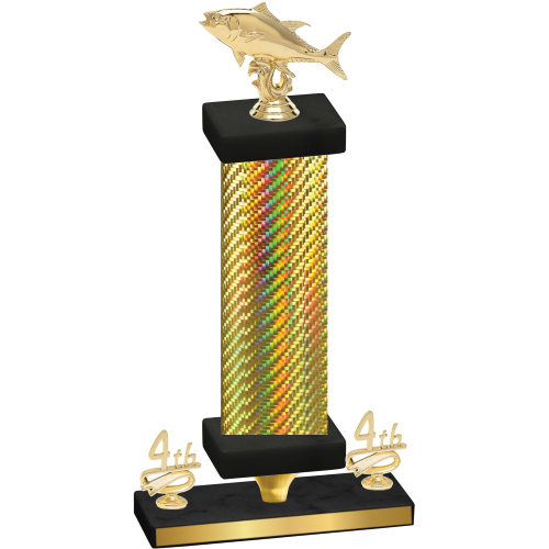 Premium Single Gold Carbon Fiber Fourth Place Fishing Trophy