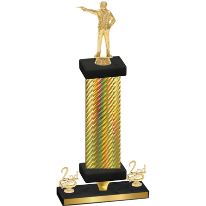 Premium Single Gold Carbon Fiber Second Place Shooter Trophy