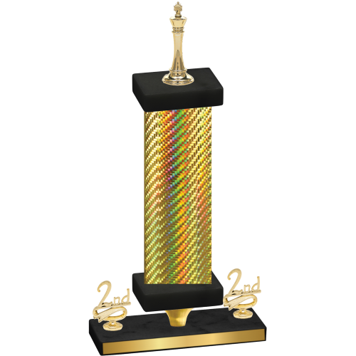 Premium Single Gold Carbon Fiber Second Place Chess Trophy