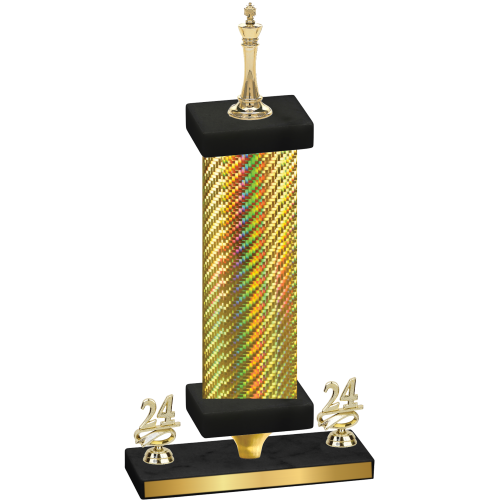 Premium Single Gold Carbon Fiber Year Chess Trophy