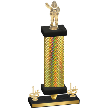 Premium Single Gold Carbon Fiber First Place Holiday Trophy