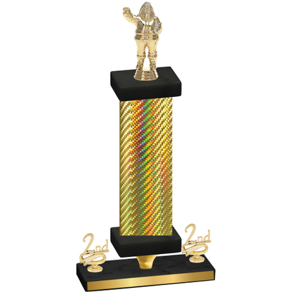 Premium Single Gold Carbon Fiber Second Place Holiday Trophy