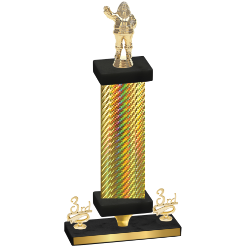 Premium Single Gold Carbon Fiber Third Place Holiday Trophy