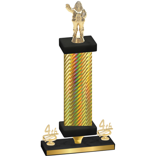 Premium Single Gold Carbon Fiber Fourth Place Holiday Trophy