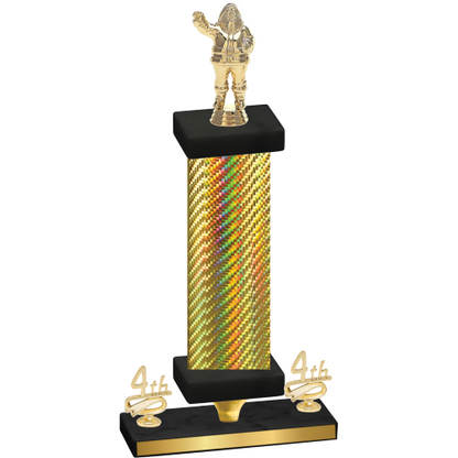 Premium Single Gold Carbon Fiber Fourth Place Holiday Trophy