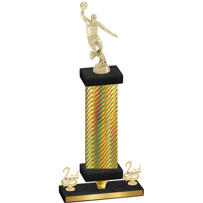 Premium Single Gold Carbon Fiber Second Place Basketball Trophy
