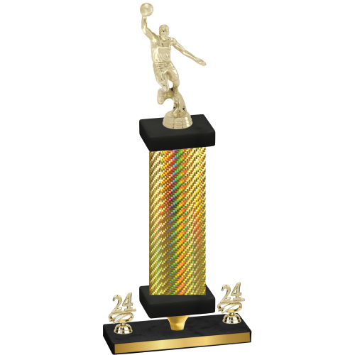 Premium Single Gold Carbon Fiber Year Basketball Trophy