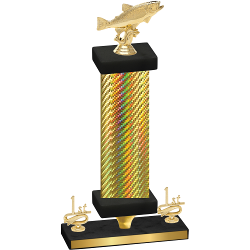 Premium Single Gold Carbon Fiber First Place Fishing Trophy