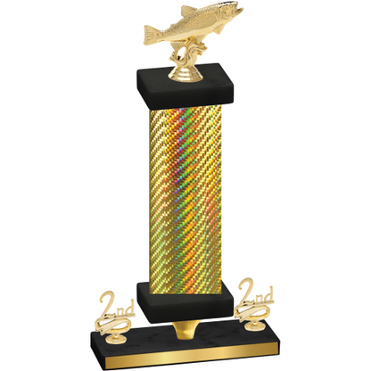 Premium Single Gold Carbon Fiber Second Place Fishing Trophy