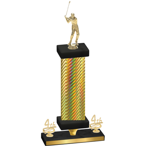 Premium Single Gold Carbon Fiber Fourth Place Golf Trophy