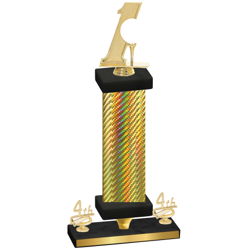 Premium Single Gold Carbon Fiber Fourth Place Golf Trophy