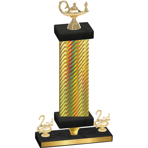 Premium Single Gold Carbon Fiber Second Place Academics Trophy