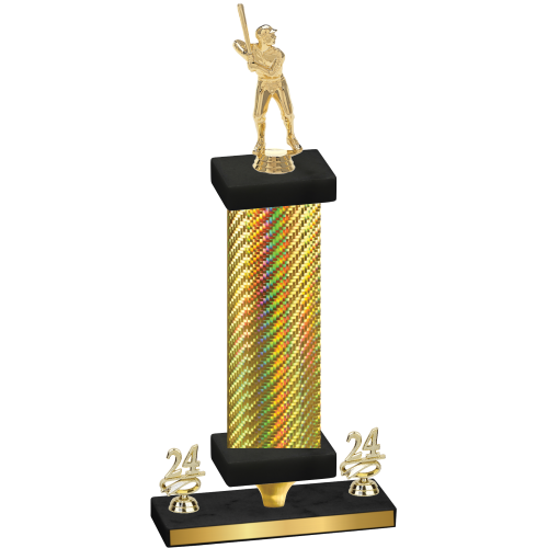 Premium Single Gold Carbon Fiber Year Baseball Trophy